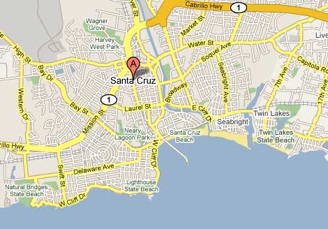 Map of Santa Cruz, CA
